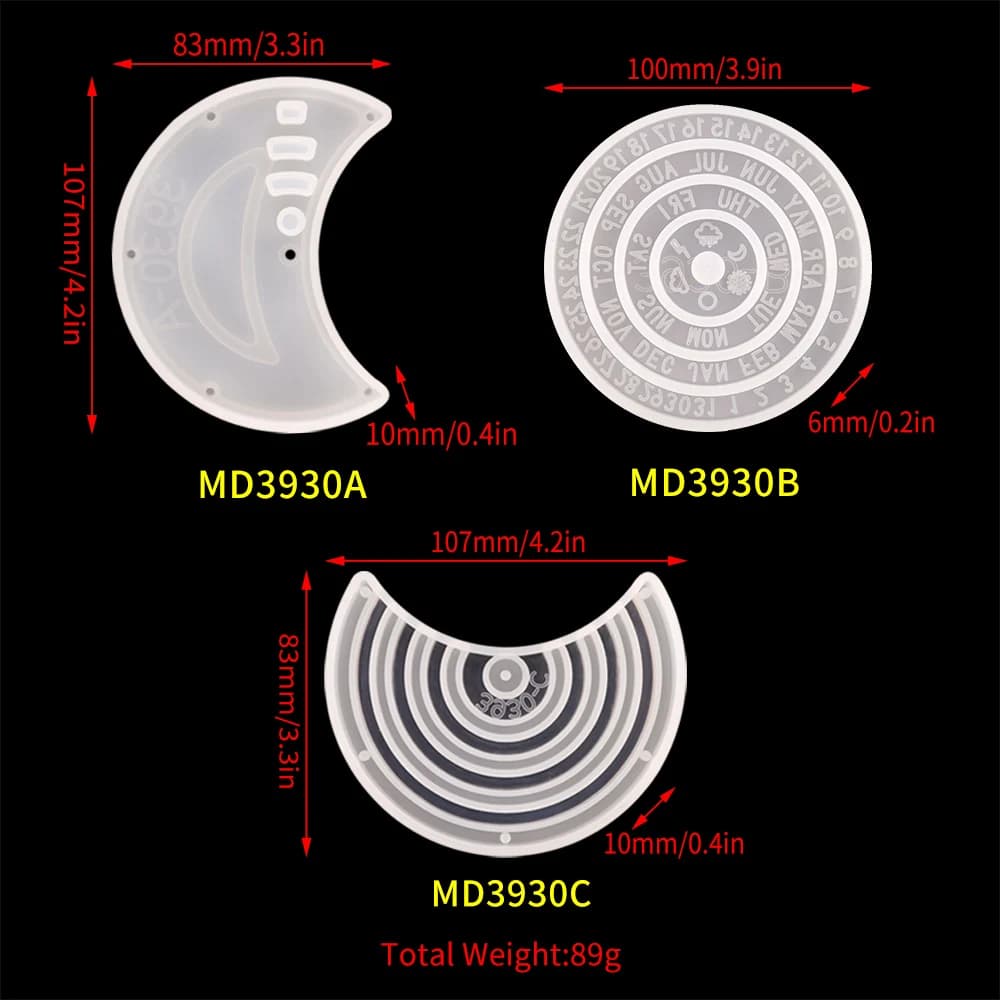 Calendrier perpétuel rotatif en forme de lune, moule en résine de silicone, décorations pour la mais
