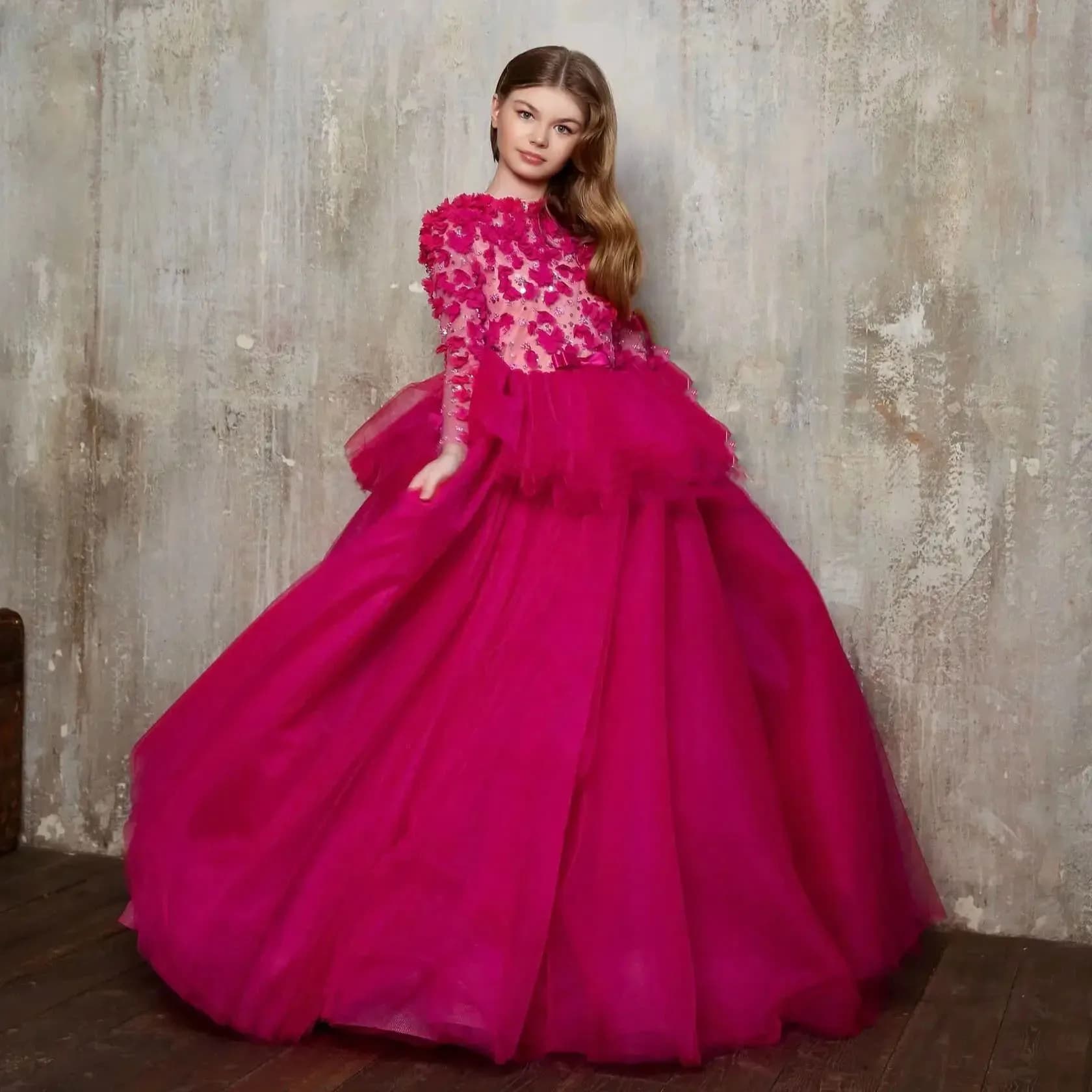 Robes pour filles 2026, élégantes à manches longues, pour performances au piano et événements, robes
