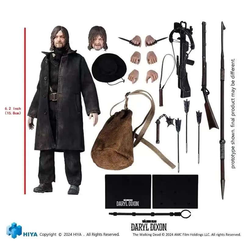 Jouets HIYA originaux The Walking Dead, figurine d'action exquise Super Daryl Dixon à l'échelle 1/12
