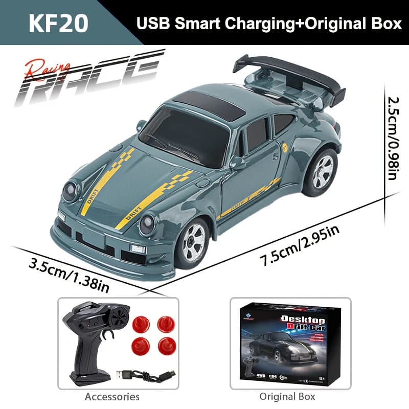 Voiture RC de drift haute vitesse KF20 1/64 2.4G 4WD, modèle de course GTR miniature télécommandé po