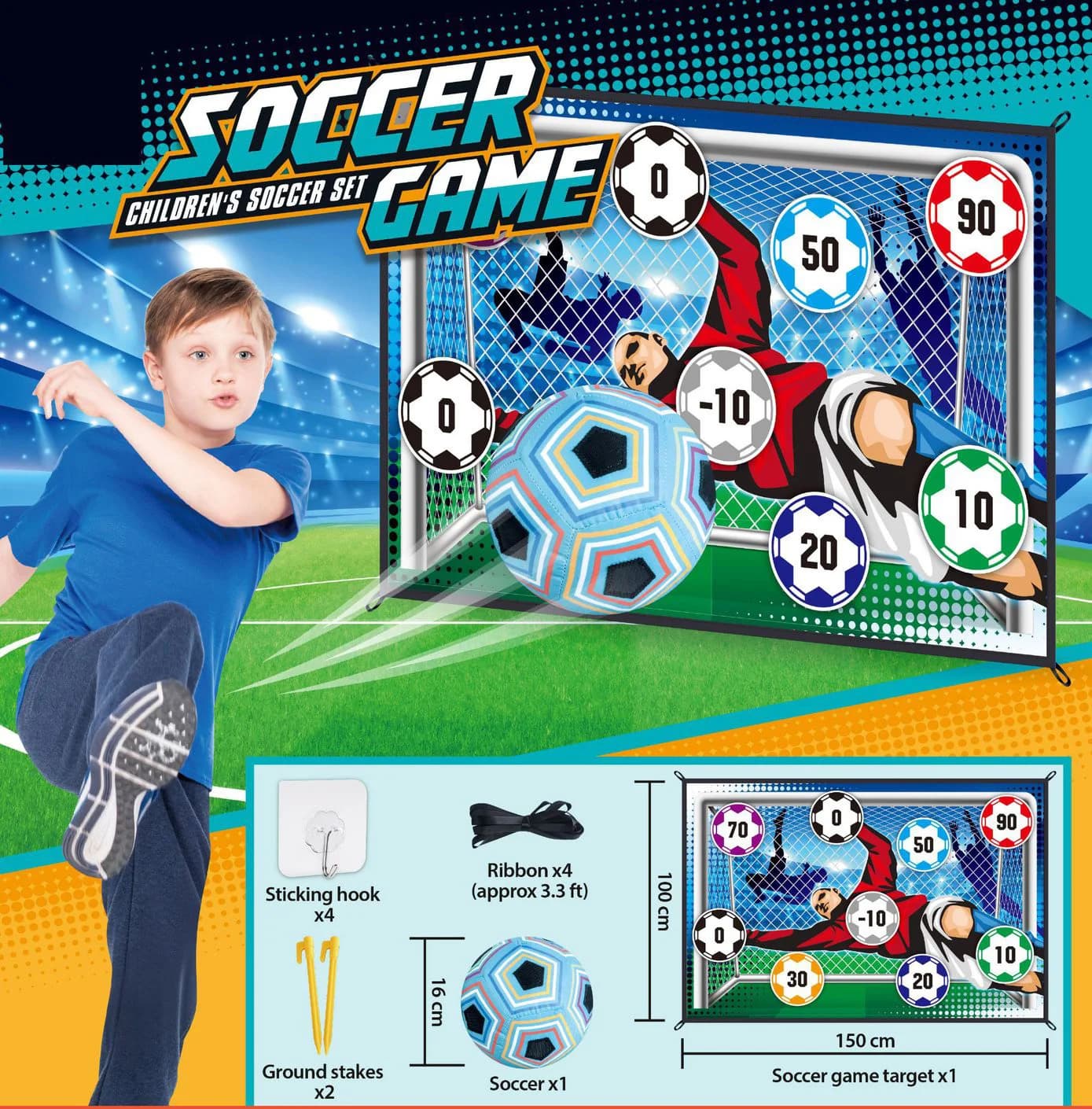 Ensemble de tapis de jeu de Football de 150CM, jouets de Football en plein air et en salle, jeux de 