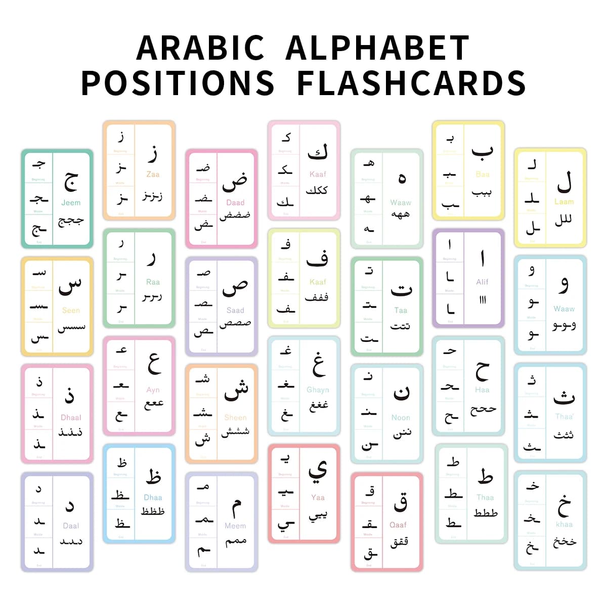 28 pièces cartes Flash Alphabet éducatif arabe pour débutant arabe ou école de tutoriage précoce car