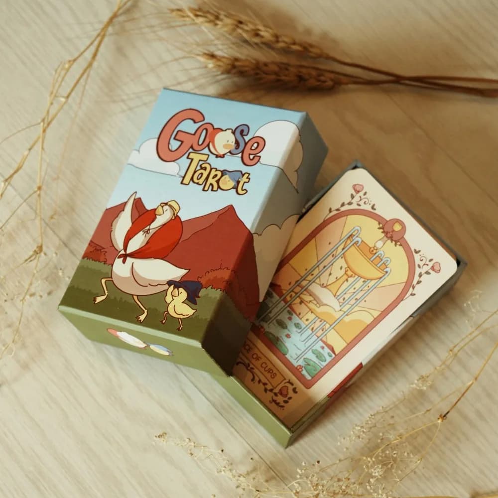 Jeu de tarot Kawaii avec oie et animaux mignons, boîte rigide, 12x7cm, 78 pièces