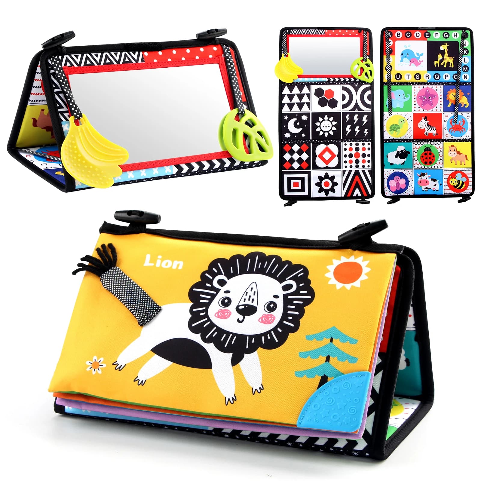 Miroir de sol pour bébé noir et blanc, jouets sensoriels pour le temps du ventre, jouets pour bébé d