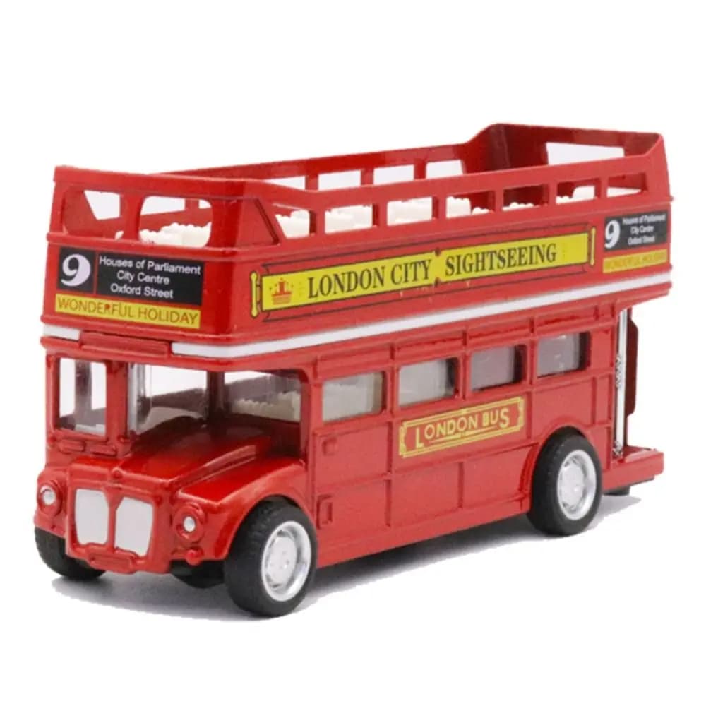 Décor de voiture Bus à deux étages modèle de voiture Simulation moulé sous pression modèle de Bus de