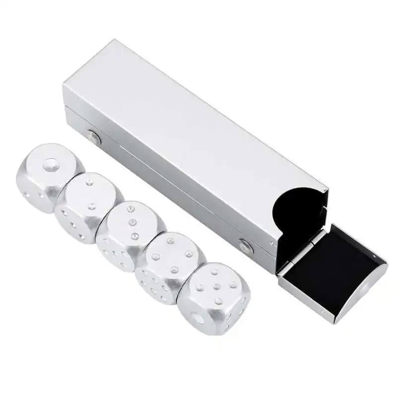 Jeu de dés de Table en alliage d'aluminium, jeu de Poker, avec boîte de rangement