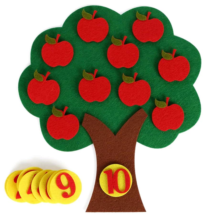 Puzzle d'arbres fruitiers en feutre pour enfants, 4 Styles disponibles, jouets d'éducation précoce,