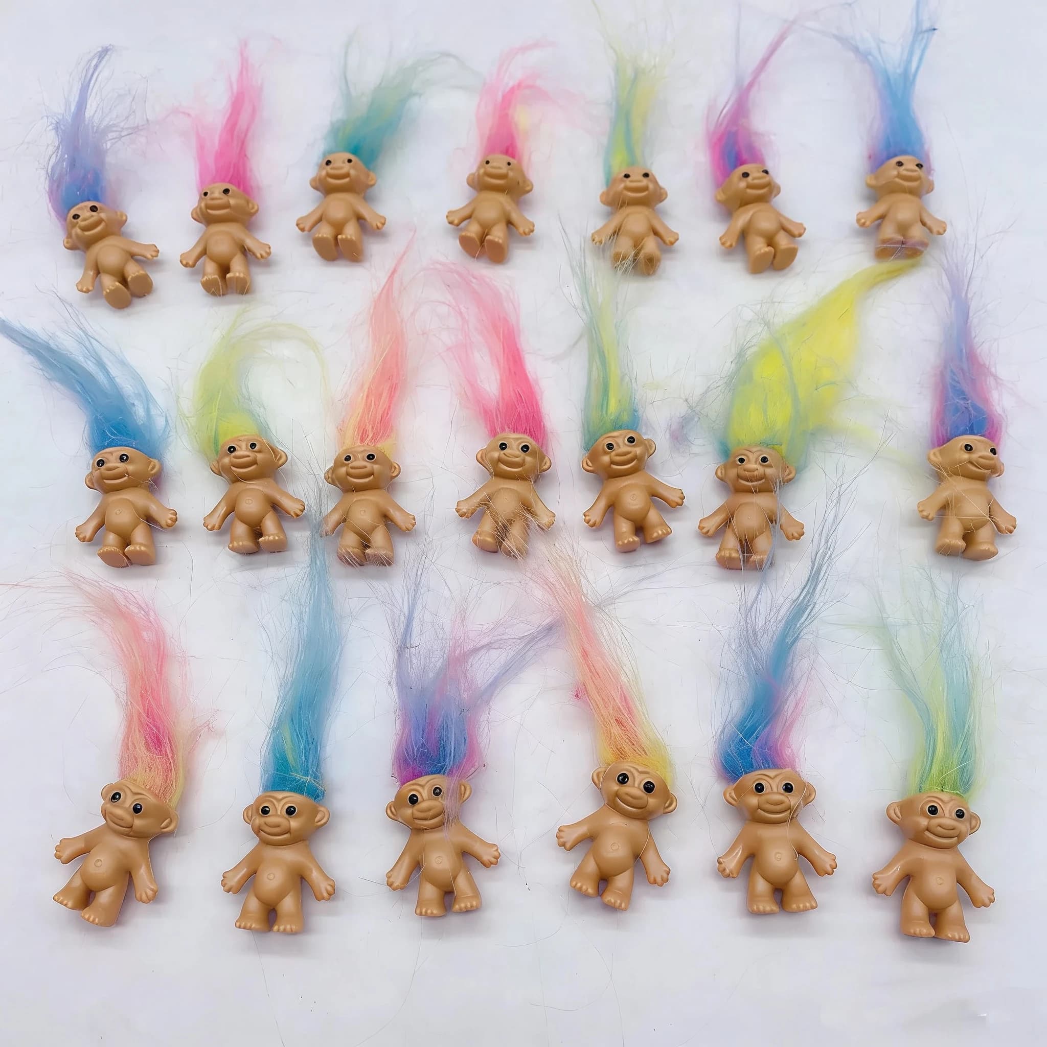 Poupées Trolls, Figurines Trolls Vintage Porte-Bonheur, Collection de Petits Personnages Adorables e