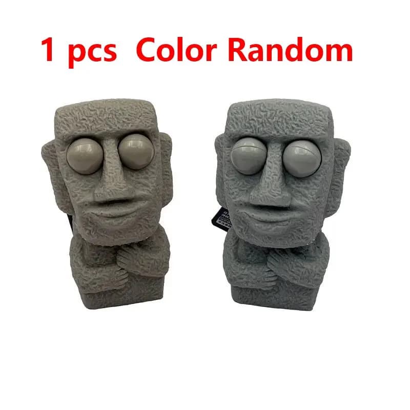 Statue Moai douce Stone Man pour enfants, libère un jouet anti-stress, rebondit lentement, yeux pres