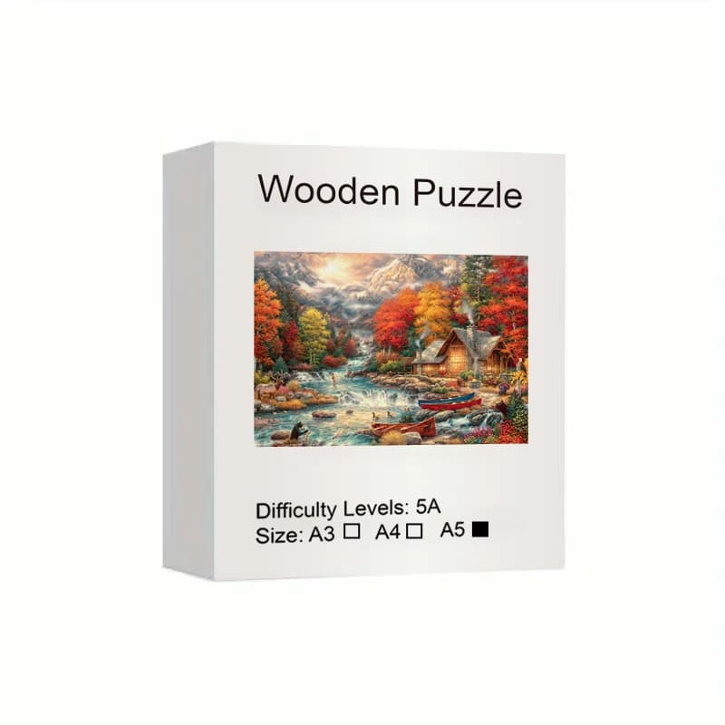 Jouets de puzzle en bois de montagnes d'automne, pièces en forme d'animaux irréguliers, meilleur cad
