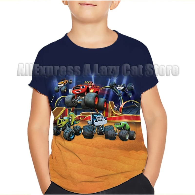 Blaze and the Monster Machines T-shirt Kawaii pour enfants, vêtements décontractés pour garçons et f