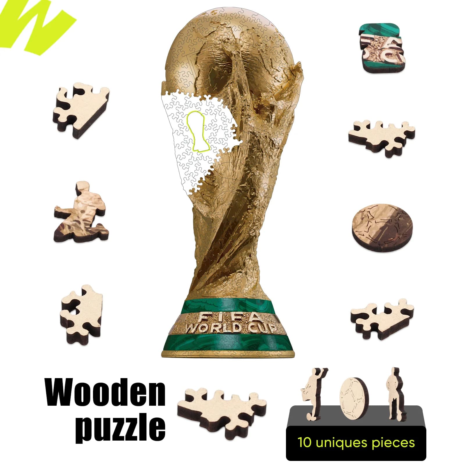 Puzzle en bois 3D découpé au laser, trophée officiel de la Coupe du Monde FIFA 2026 USA Mexique Cana