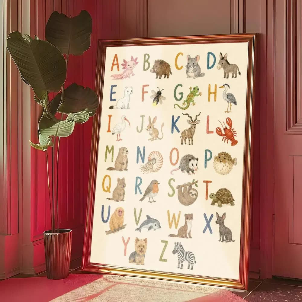 Affiche d'apprentissage de l'alphabet ABC, décoration murale autocollante HD, pour la maison, le bur