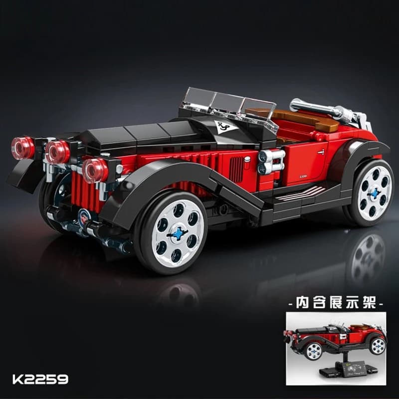 Blocs de construction de modèle de voiture classique Vintage, avec présentoir, véhicule jouet de col