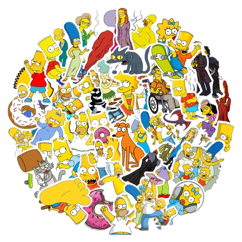 50 autocollants de dessins animés Les Simpsons Bart Maggie, autocollants décoratifs imperméables pou