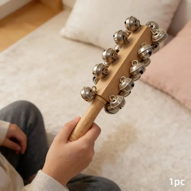 Instrument en bois Orff avec clochettes métalliques, son clair et agréable, adapté au reconnaissance