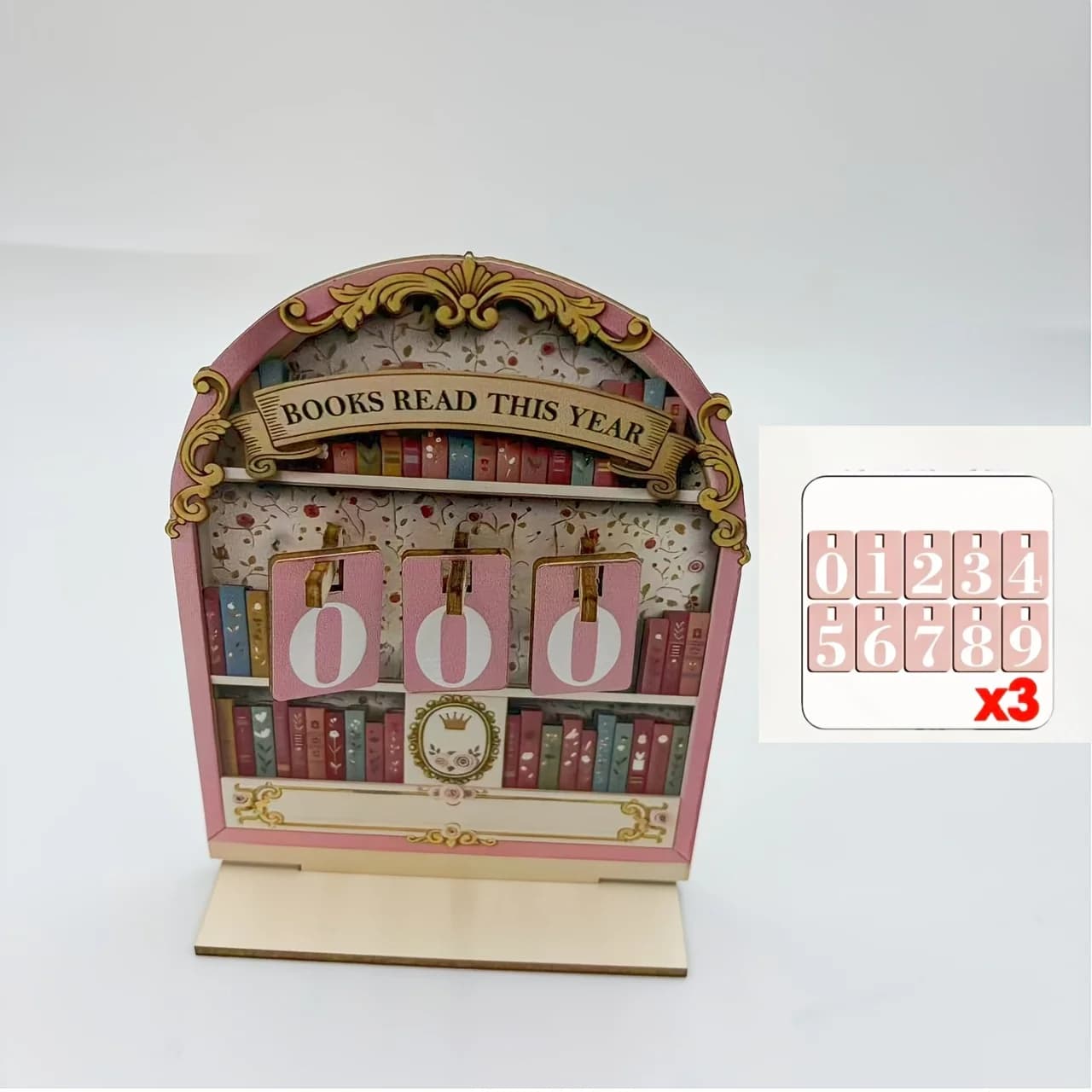 Livre en bois pour lire cette année, comptoir de lecture, défi, traceur, bibliothèque, Club, décor d