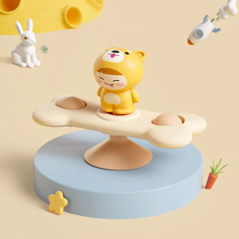 Bébé Montessoris Spin Cup Top jouets de bain bain ventouse Spinner aspiration jouet sensoriel hochet