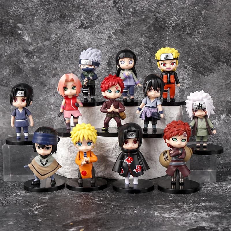 12 pièces/ensemble Naruto Q version Figure jouets mignon Anime Mini Sasuke Kakashi Itachi Gaara Jira