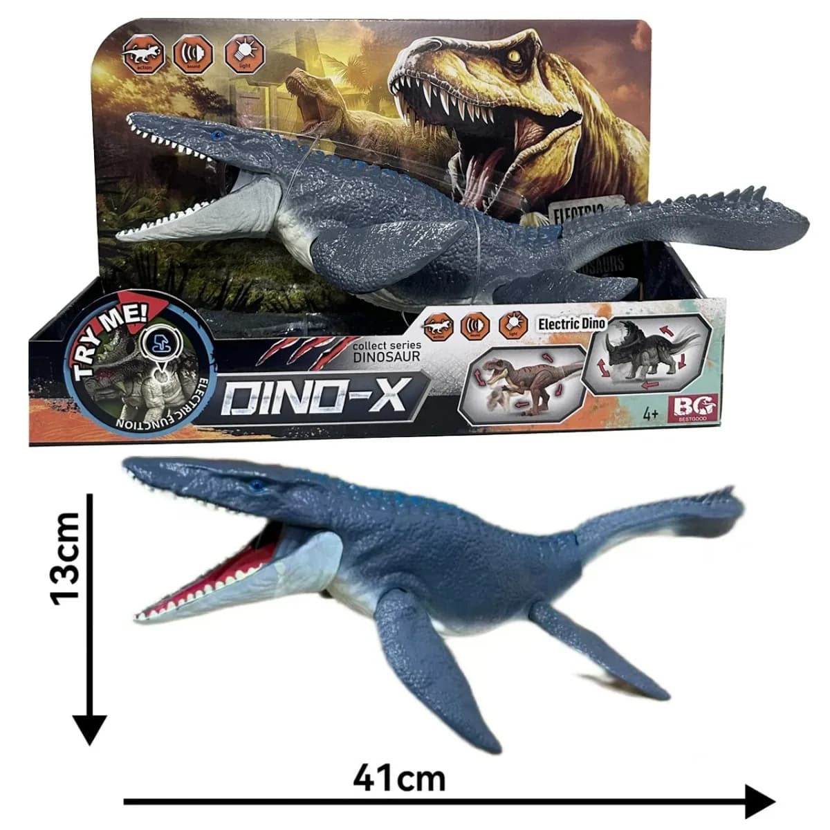 Figurine de dinosaure électrique simulateur de Mosasaurus avec son et lumière, queue mobile, jouet d