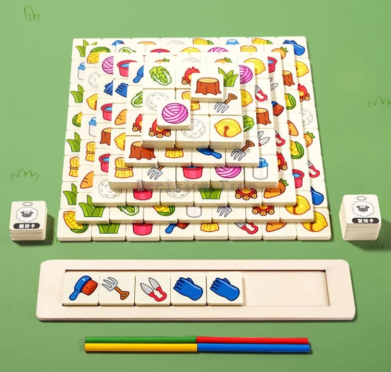 Jeu de cartes chinois décontracté pour enfants, Puzzle en bois, jeu multijoueur, entraînement à la r