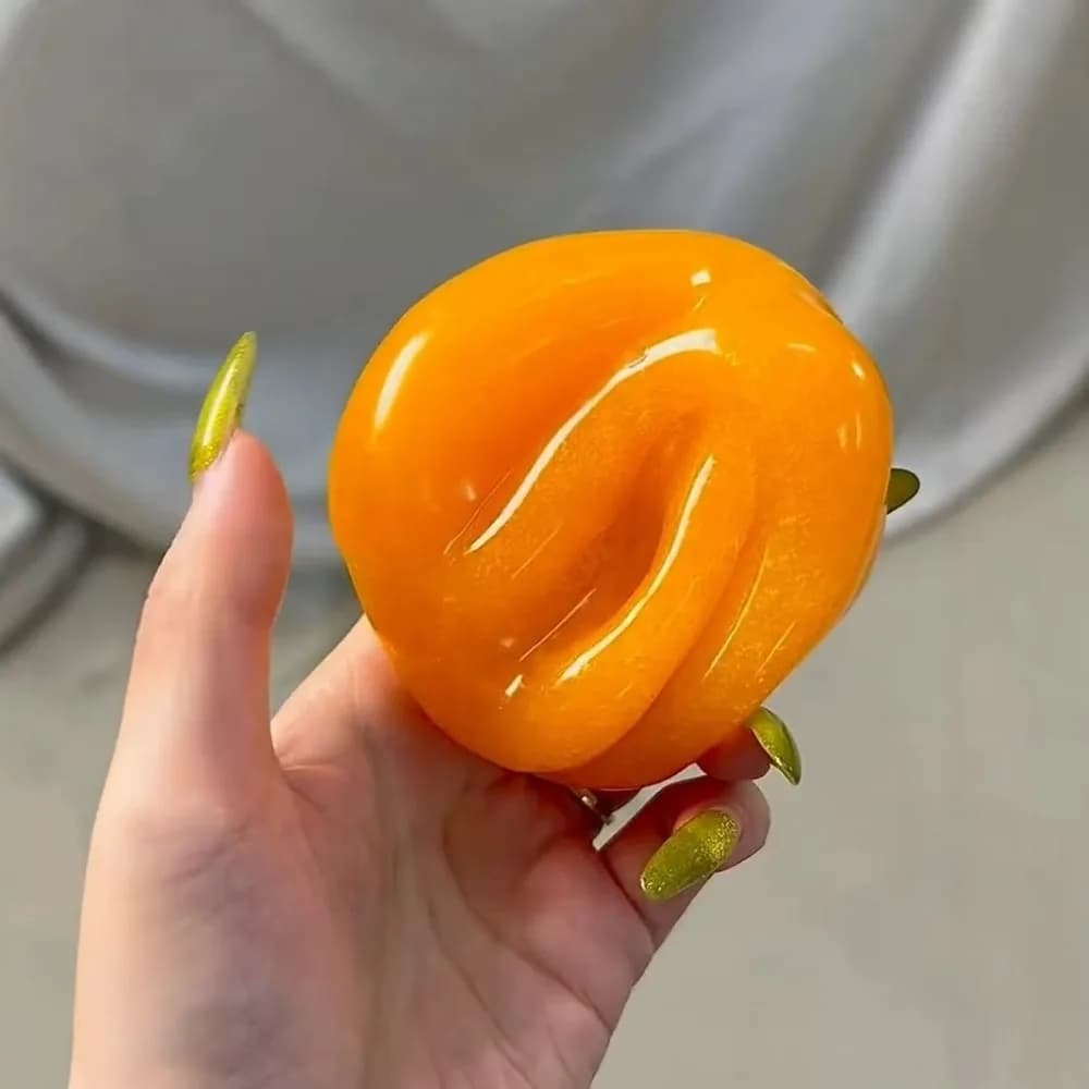 Jouet anti-stress souple et moelleux en forme de slushy orange fait main, à rebond lent, modèle réal