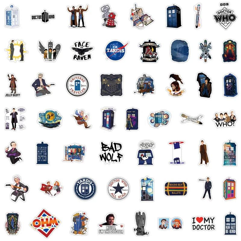 55 pièces sans répétition 5-9 cm dessin animé qui l'autocollant Matt Smith pour boîte valise PVC col