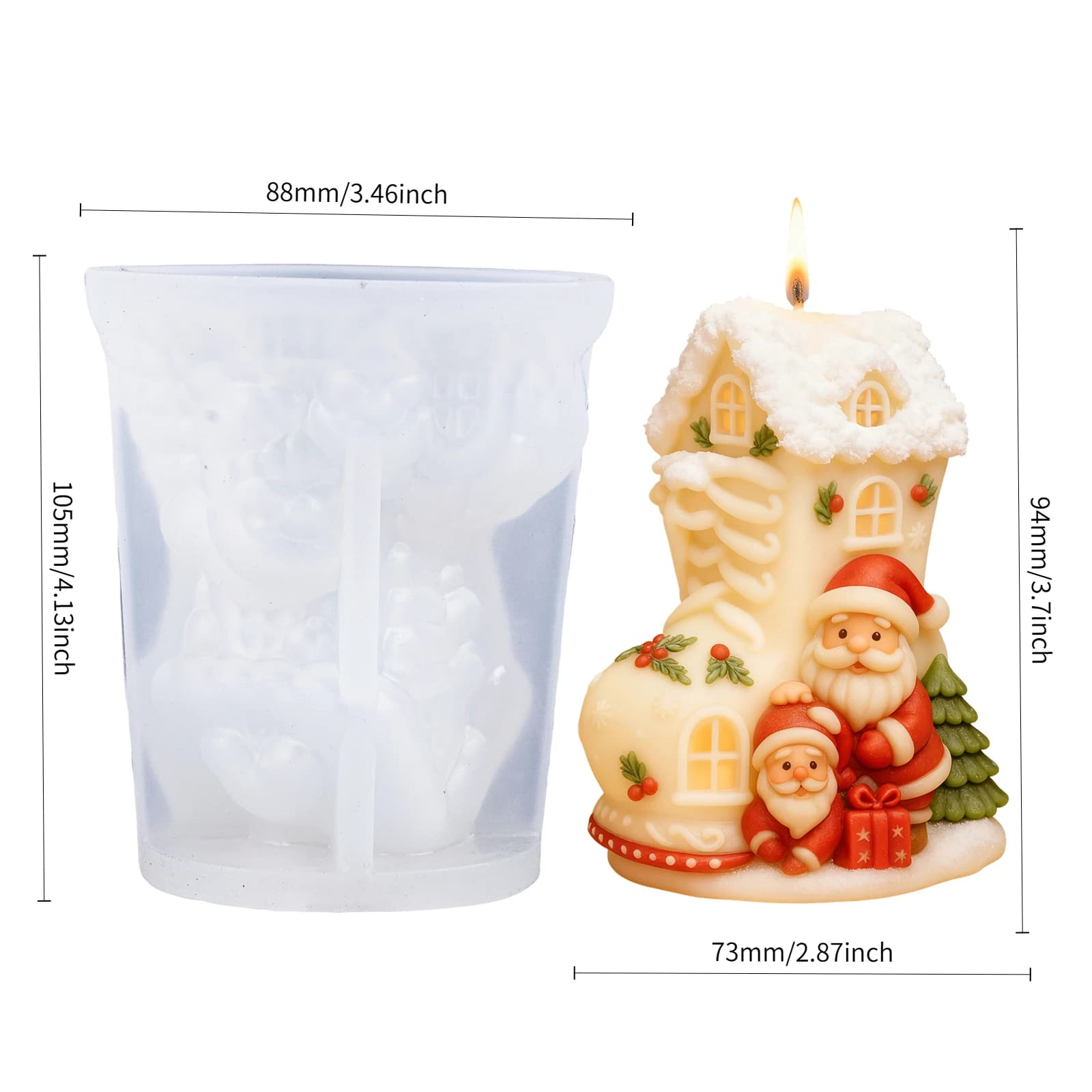 Moule à bougie en forme de botte de Noël enneigé, réutilisable et facile à démouler, silicone souple