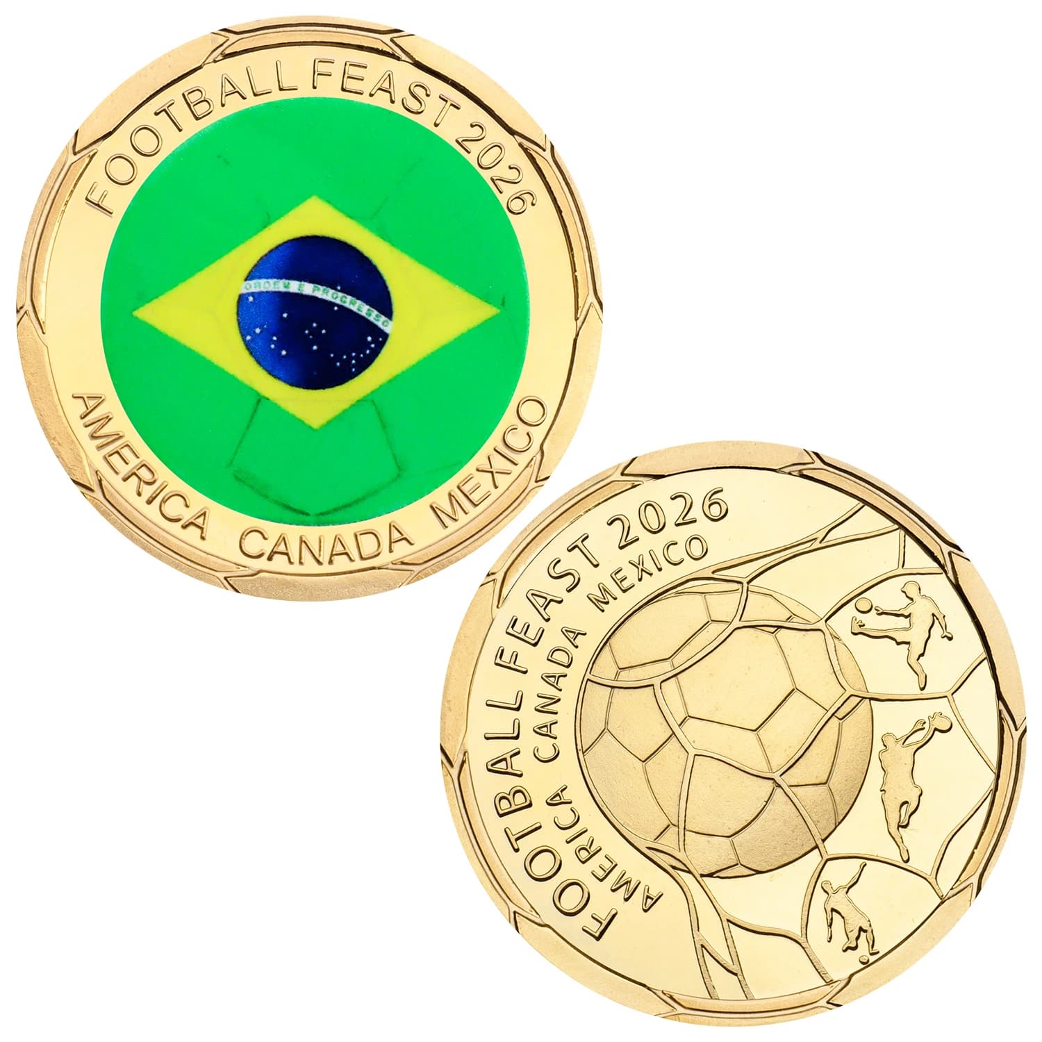 Pièce commémorative de fête de Football 2026, pièce de défi du monde, Souvenir, cadeaux d'anniversai