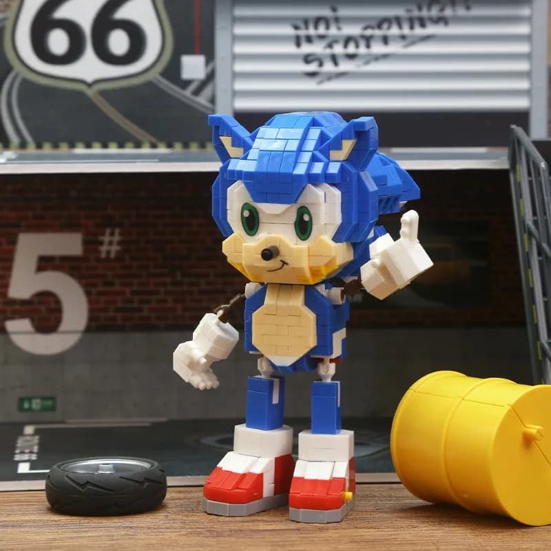 Ensemble de briques Sonic The Hedgehog, blocs de construction, dessin animé, bricolage, puzzle à ass