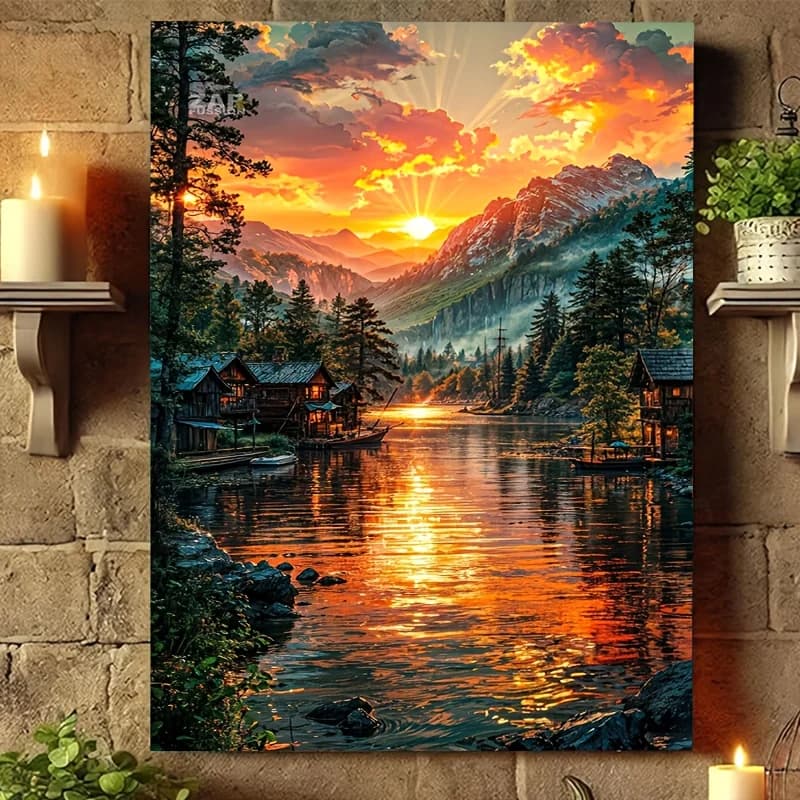 Puzzles pour adultes, 500/1000/1200/2000 pièces, la beauté du coucher de soleil au bord du lac, jeu 