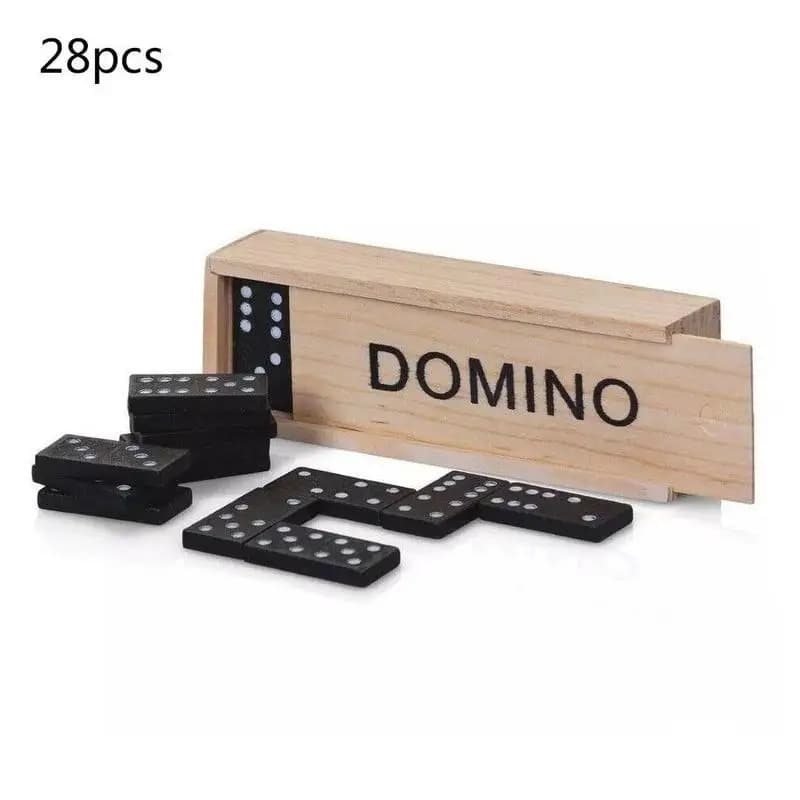 Boîte en bois de dominos noirs, 28 pièces/ensemble, jeu de société en bois, outils pédagogiques, jeu