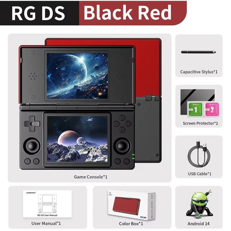 Console de jeu portable RG DS, écran tactile double IPS de 4 pouces, processeur RK3568, Android 14, 