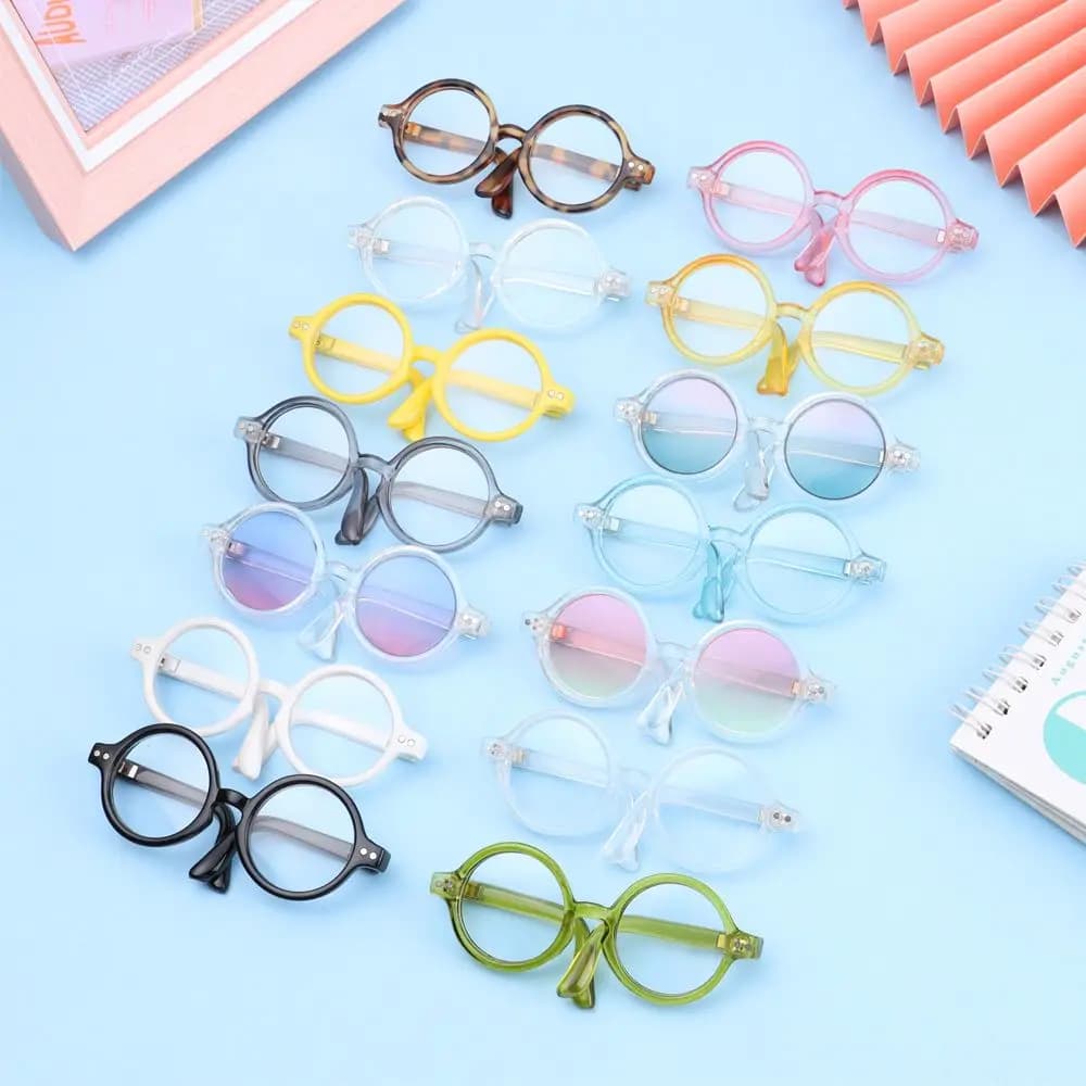 Lunettes à Beurre Miniatures à Monture Ronde, Verres Transparents, Accessoires pour Blythe