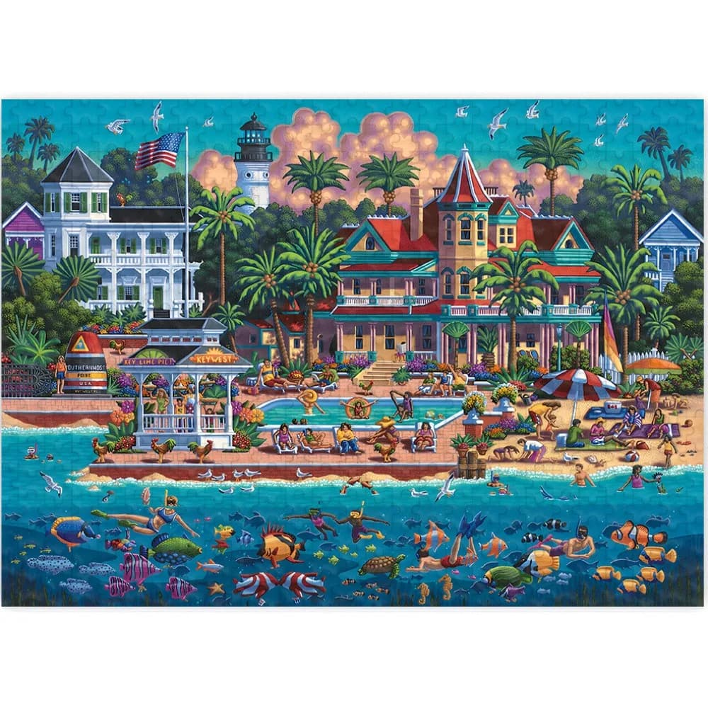 Puzzles pour adultes (500/1000/1200/2000 pièces) - Paysage urbain tropical, jeu de puzzle stimulant 