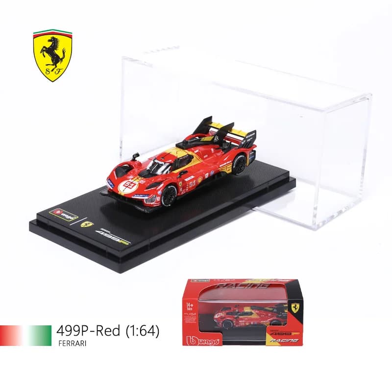 Bburago 1:64 Ferrari 499P Le Mans Modèle en métal moulé sous pression, voiture de collection officie