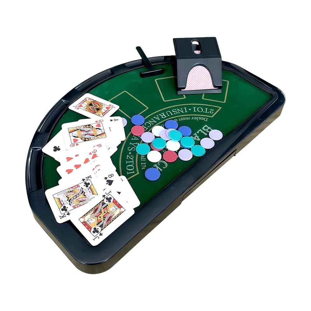 Mini table de poker avec jetons et cartes à jouer – Jeu de casino portable pour bar, fête, divertiss