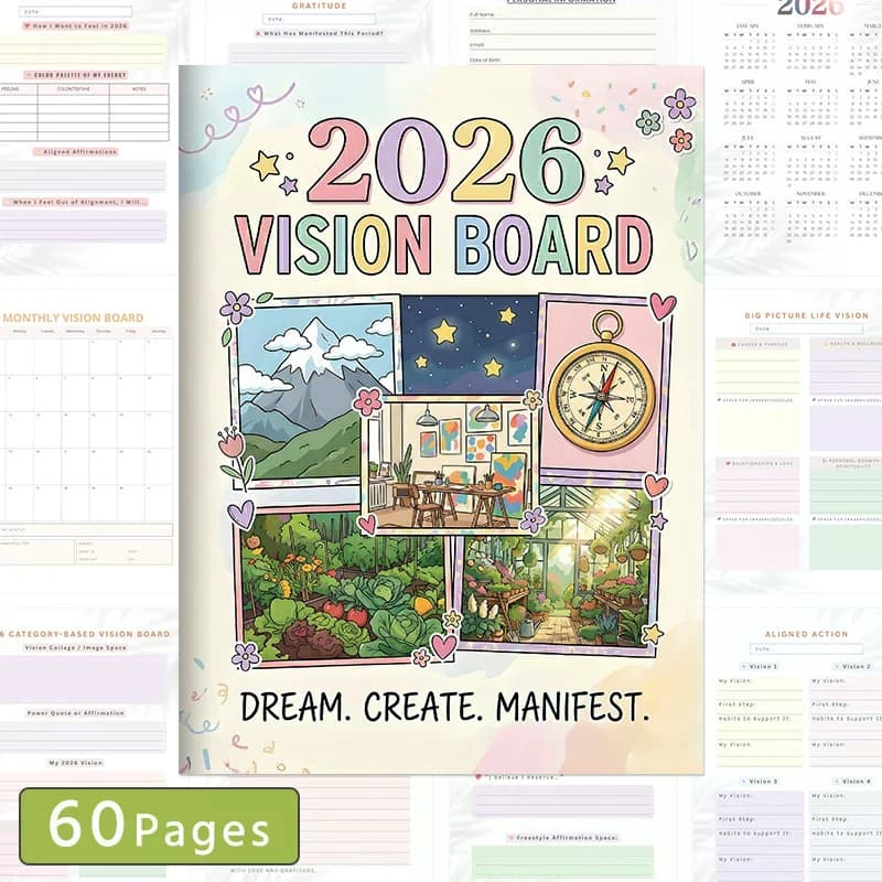Planificateur d'objectifs et tableau de vision 2026 : Manifestez votre vie idéale avec une planifica