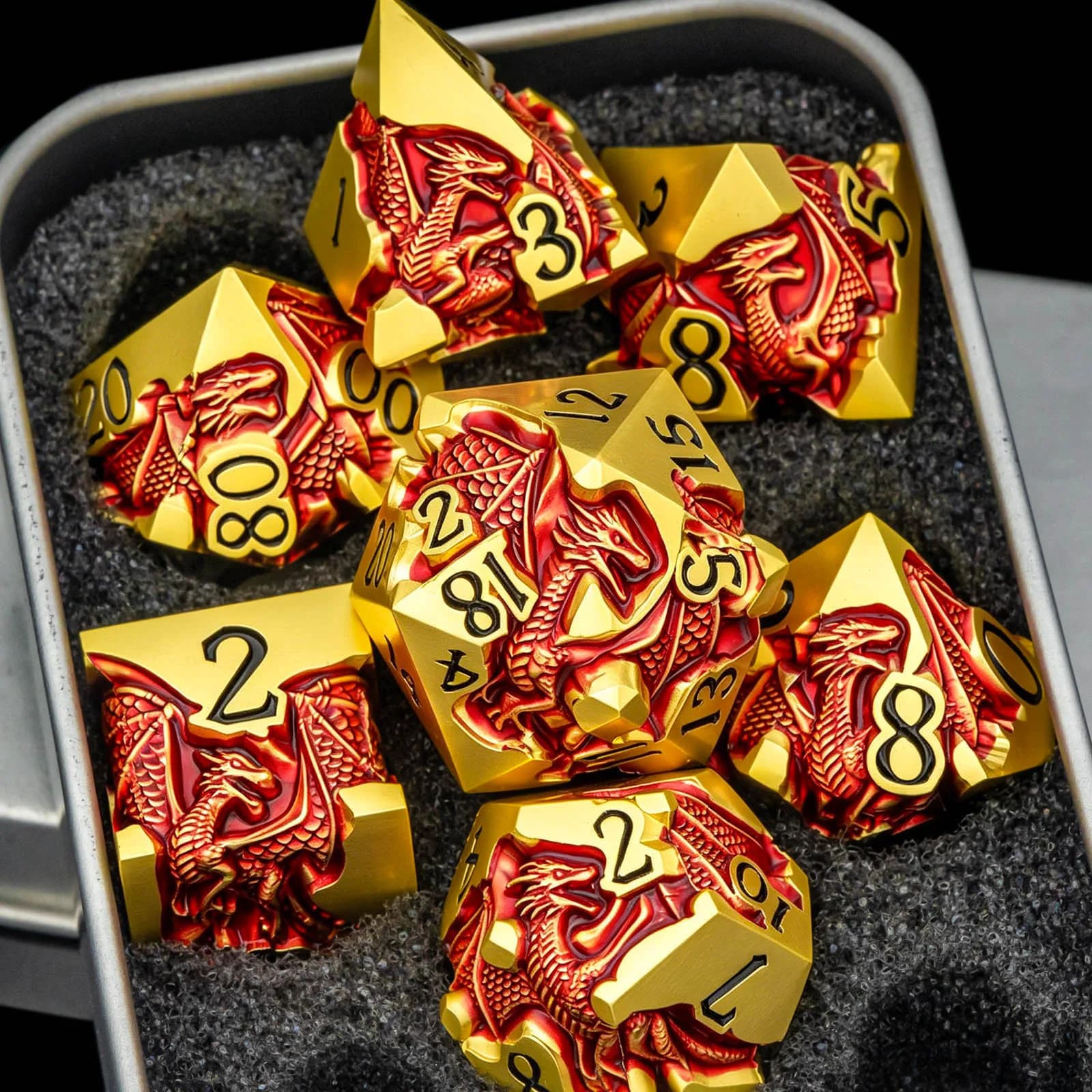 Jeu de dés Dragon DND pour jeu de rôle, jeu de dés en métal D&D Dungeon and Dragon, dés polyédriques
