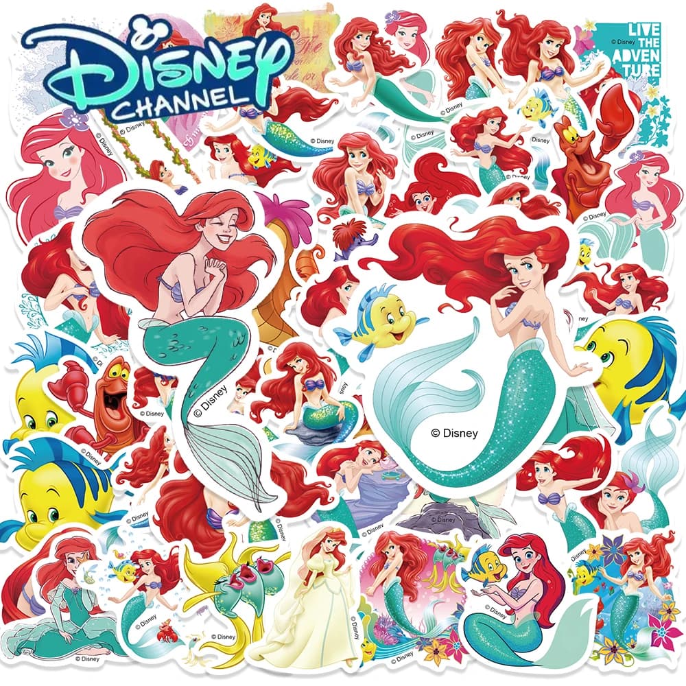 Disney 50pcs la petite sirène autocollants ensemble dessin animé décalcomanies pour journaux ordinat