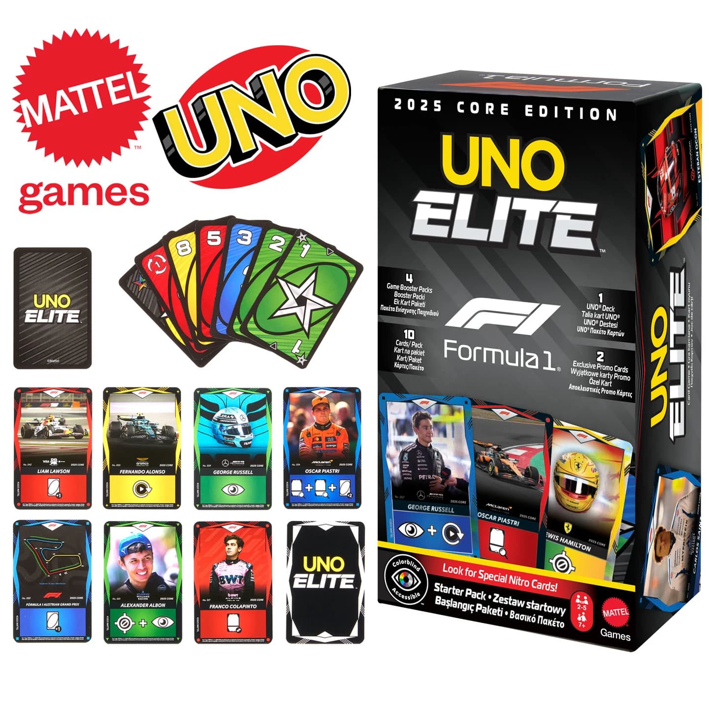 Jeu de cartes UNO Elite HotWheels F1 Racing Collector's Edition - Cartes à jouer de qualité supérieu