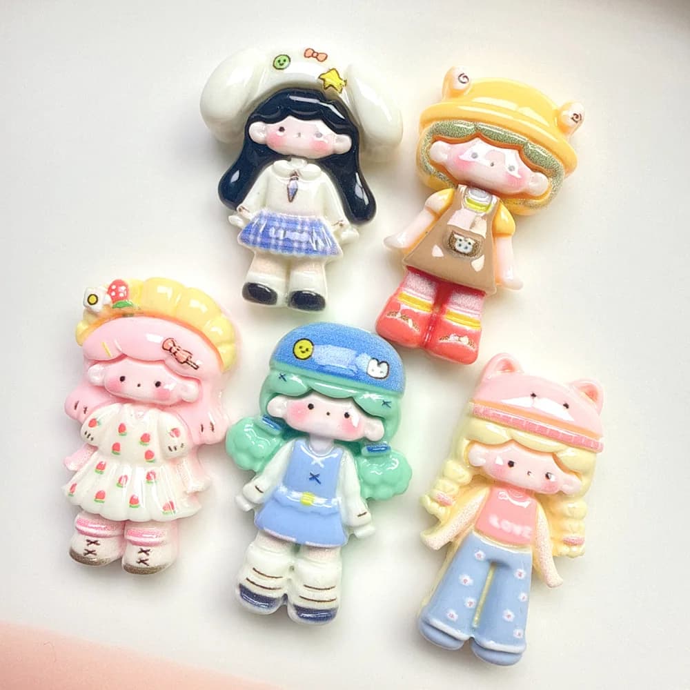 Cabochon en résine à dos plat, motif Princesse de dessin animé Kawaii, pour centre de nœud de cheveu