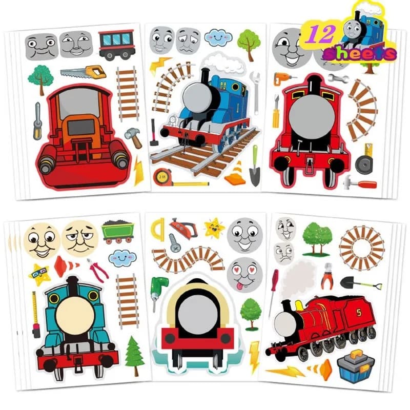 12 autocollants de puzzle pour le visage à faire soi-même Thomas et ses amis, jouets pour enfants