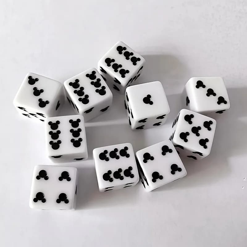 10 pièces/ensemble nouveau 16MM coin carré noir motif point résine dés jeu fournitures