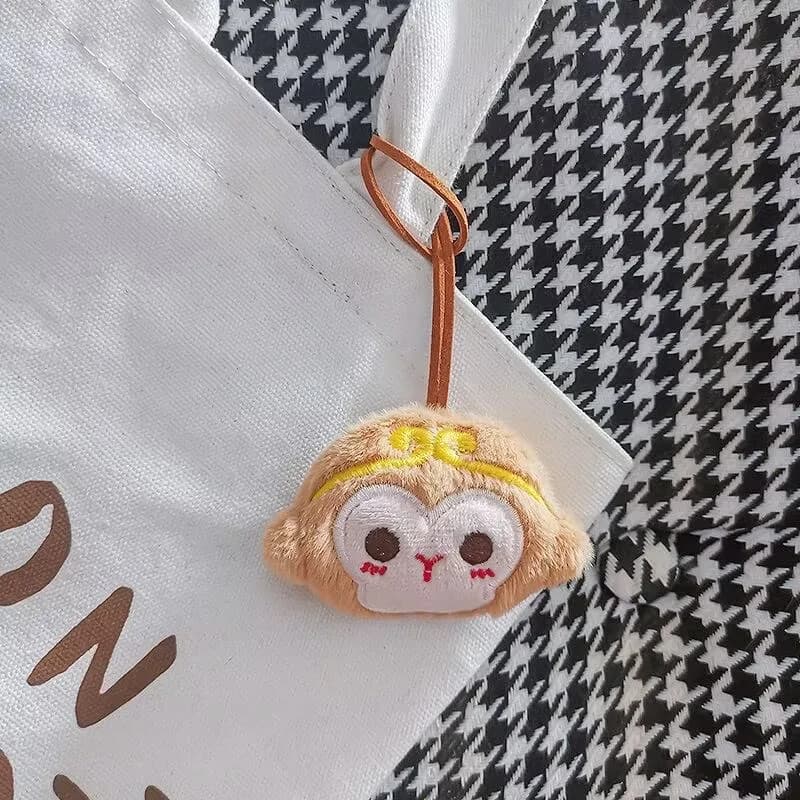 En stock : Porte-clés en peluche Monkey King, jouet de dessin animé Sun WuKong, pendentif en peluche