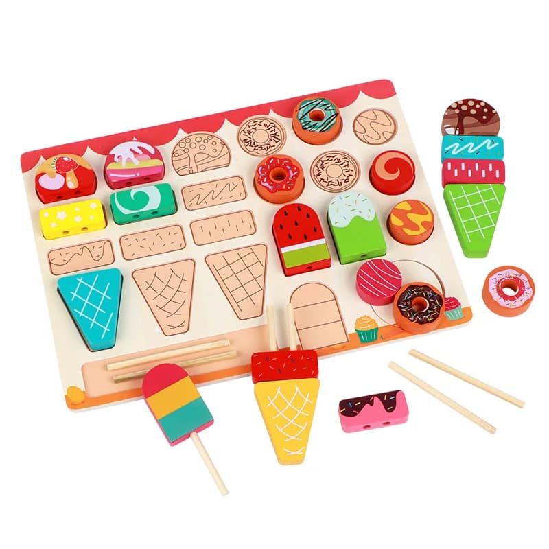 Jouets de crème glacée en bois, jouet de maison de jeu, jeu de crème glacée DIY, jeux de société int