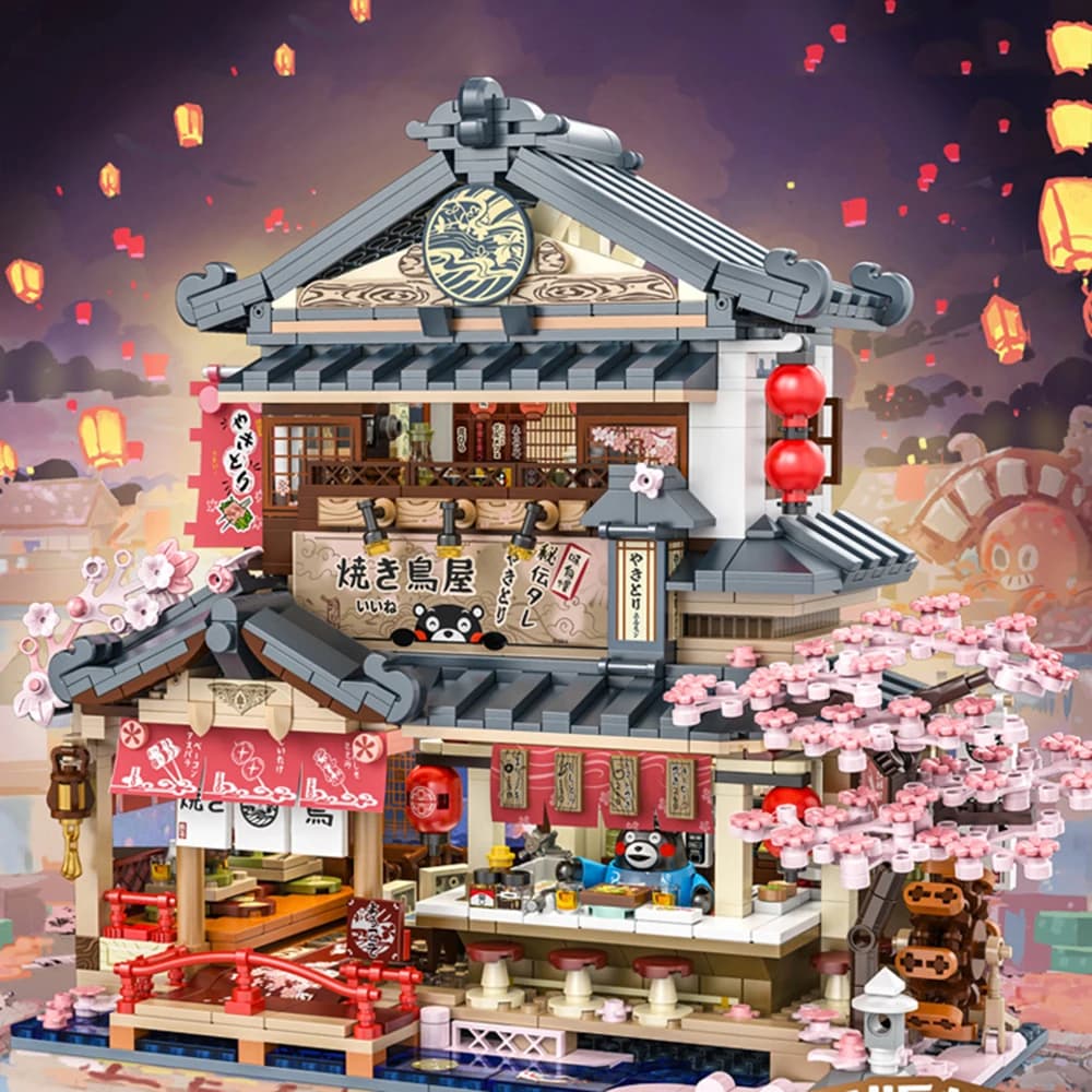 Jeu de construction de briques Yakitoriya, architecture créative de paysage urbain japonais, avec fi