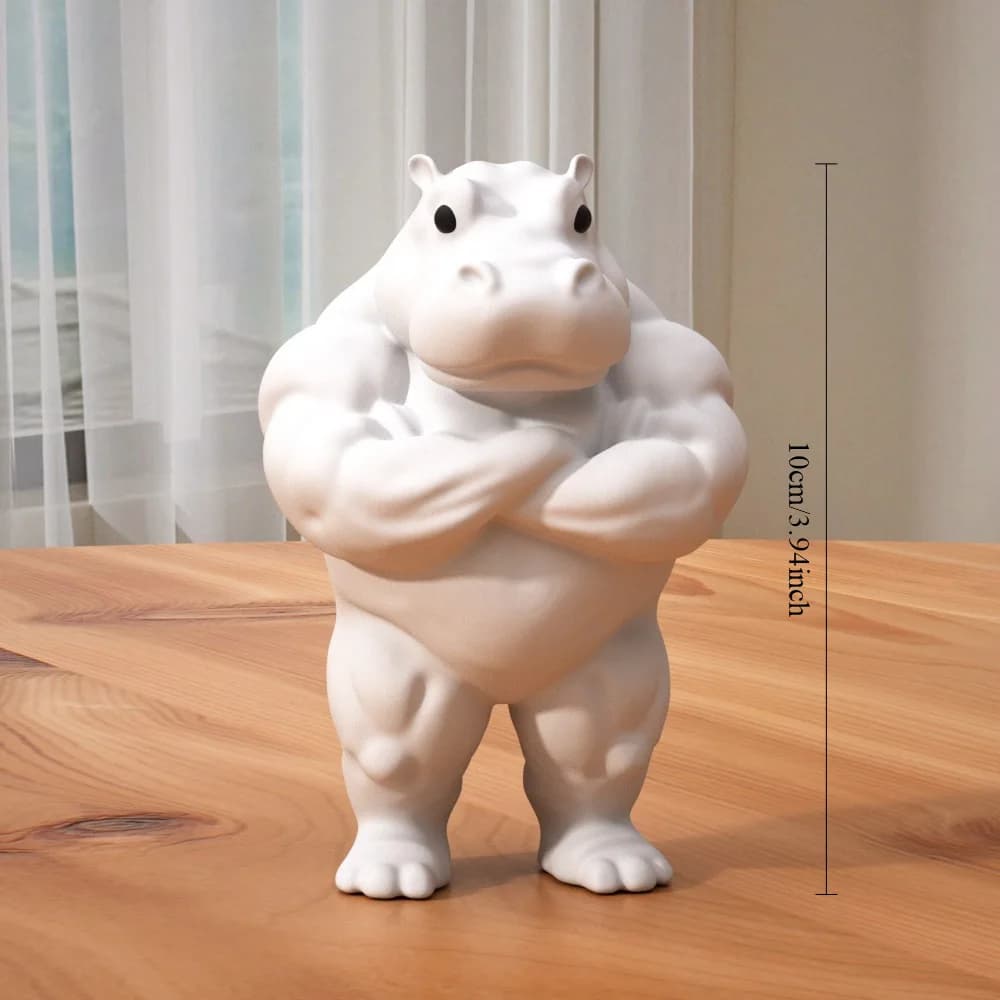 Statue d'hippopotame musculaire, 1 pièce, décoration de maison en plastique Durable, cadeau parfait 