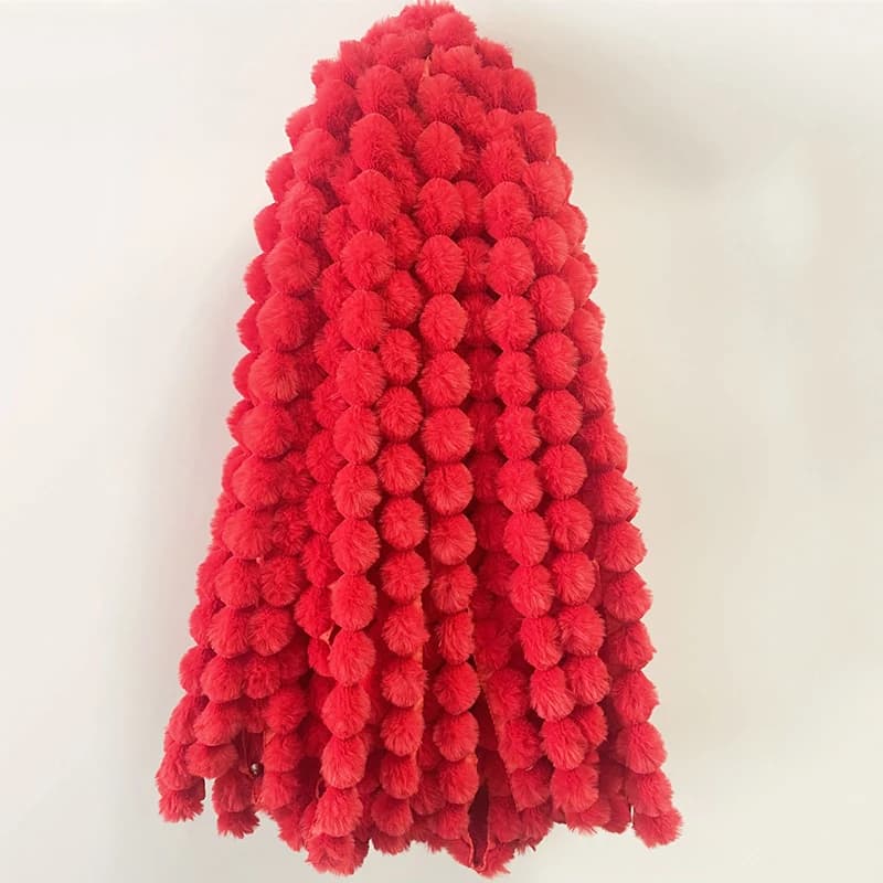 Ruban boule de cheveux en fausse fourrure de lapin, 1m, bricolage de vêtements, couture de tissu moe