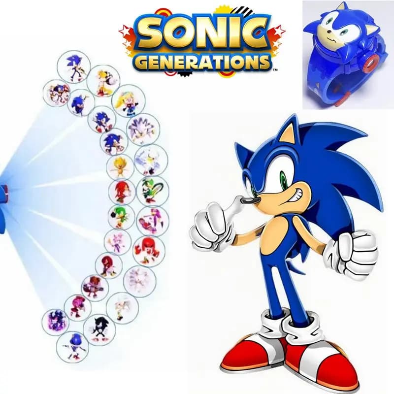 Super jeu Sonic dessin animé 24 styles montre de Projection 3D poupée hérisson jouet à rabat pour en